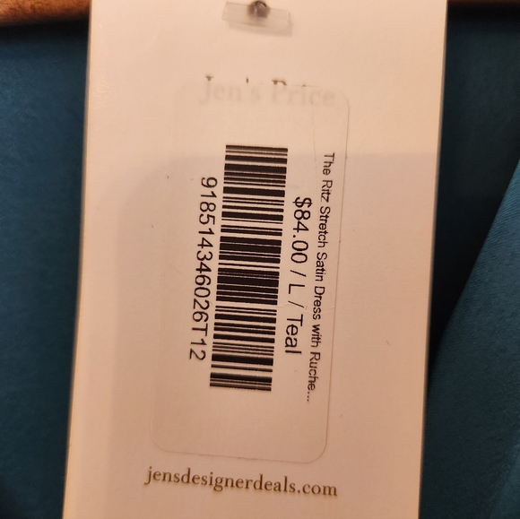 Renee C- Stretch Satin Dress with Ruched Asymmetrical Hem-Large - Picture 7 of 9